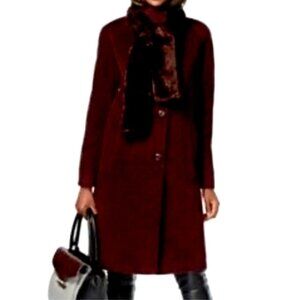 Jones New York Burgundy Walker Coat Wool Nylon Alpaca Blend Sz 6 #3L